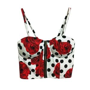 Red Rose Vintage Bustier Crop Top 🌹♥️
